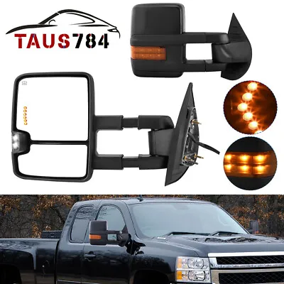Pair Power Heated Tow Mirrors For 2007-2013 Silverado 1500 2500 LED Signal Light • $112.90