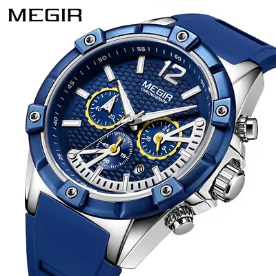 Megir Watch Men Fashion Sport Quartz Mens Watches Silicone Waterproof Watch • $23.99