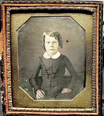 1/6 Plate Daguerreotype - Young Child  - In Half Leatherette Case - Resealed • $16