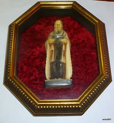 Vintage Framed Rabbi Behind Glass Figurine Judaica Art Wall Hanging Sculpture • $75