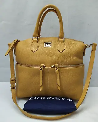 Dooney & Bourke Dillen Yellow Pebbled Leather Double Pocket Satchel Shoulder Bag • $195