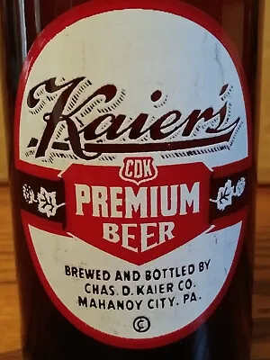 Kaier's Premium Beer; Acl Beer Bottle; 7oz; Mahanoy City Pa. 1961 • $7.99