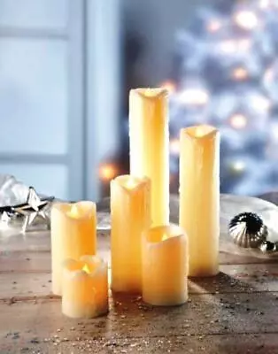 £13.95 • Buy Set Of 6 Battery Operated Pillar Wedding Dripping Real Wax Led Candle Lights