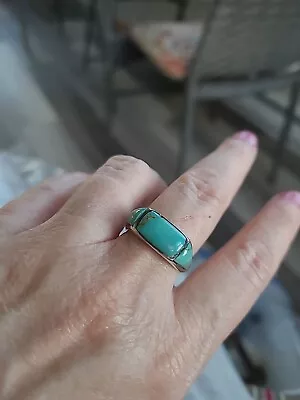 Vintage Turquoise Sterling Silver Ring Size 9 • $45