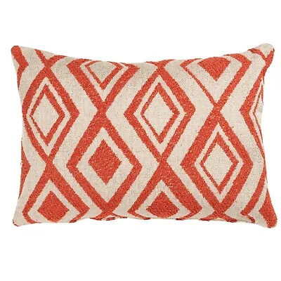 Tribal Geometric Ikat Boucle Boudoir Cushion Cover In Burnt Orange. 17x12  • £20.99