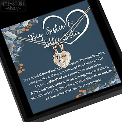 Big Sister & Little Sister Necklace Solid 10k Gold Breakable Heart Sibling Gifts • $169.95