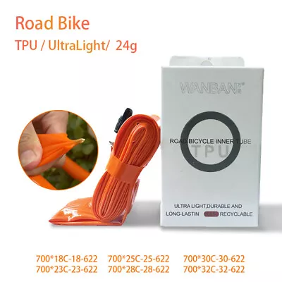 UltraLight RoadBike TPU Inner Tube 700c 18/25/28/32 Bicycle 60/80mm French Valve • $9.53