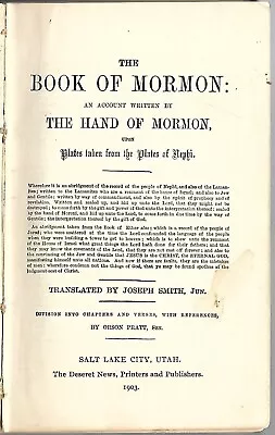 1903 Book Of Mormon-Tooled-Leather Binding-Mormon-Utah • $27
