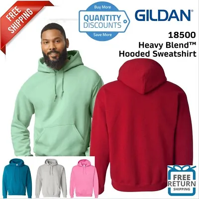 Gildan Mens Blank Hoodie Heavy Blend Hooded Sweatshirt Solid 18500 Up To 5XL • $28.89