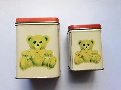 1984 Lot Of (2) Vintage Teddy Bears MAXTRON USA Tin Box Boxes GUC • $11.53