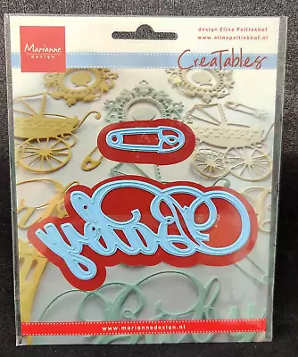 Creatables Cutting Die Set Marianne Design BABY Phrase And Safety Pin   #LR0217 • $12.99