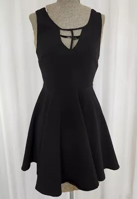 Street Heart Black Short Skater Cut Out Dress Goth Emo Punk Size 8 • $20