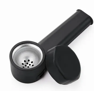 SILICONE SMOKING PIPE 4  With Lid And Stainless Steel Screen Ship From USA Black • $7.99