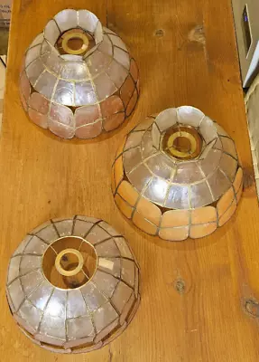 3 X Retro Vintage Capiz Shell Light Shades - Original 1950s - Lamp Shade • £30