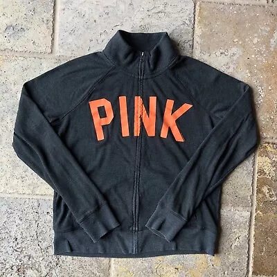 Victoria’s Secret PINK Half Zip Grey/Orange Pullover Sweatshirt • $22.99