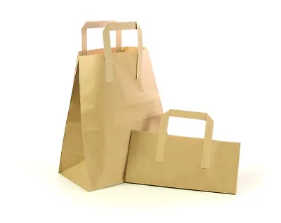 225 X Jumbo Brown Paper Bags Take Away 24cmx39.4cmx30.5cm Fast Food Carriers • £22.99