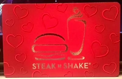 Steak N Shake Hearts Love Red Silver Foil Hamburger Milkshake 2015 Gift Card • $2.49