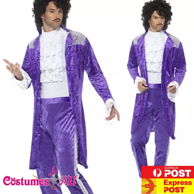 Mens 80s 1980s Purple Musician Costume Party Singer Prince Pop Star Fancy Dress • $47.49