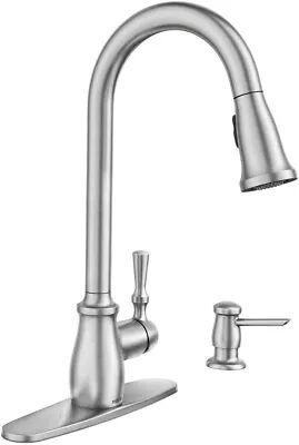 Moen 87808SRS Fieldstone 1-Handle Pulldown Kitchen Faucet W/Soap Stainless $390 • $96.97