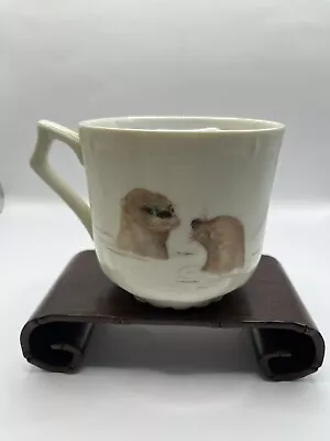 Vintage Otter Mustache Mug Hand Painted 3.25” H • $14.99