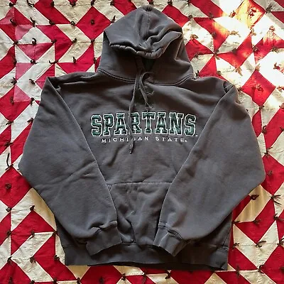 Vintage Y2K Michigan State Spartans Hoodie Mens XL Gray As Is Worn Flaws  • $13