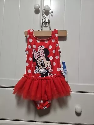 Disney Baby Minnie Mouse Red Polka Dot Tutu One Piece Bathing Suit Swimsuit • $9.99