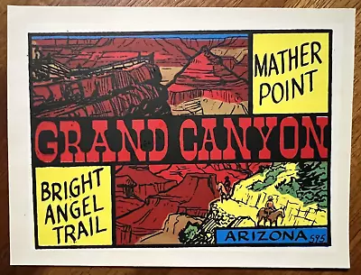 Original Vintage GRAND CANYON Arizona TRAVEL Water DECAL Angel Mather Point AZ • $7.49