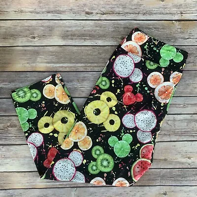 Mickey Minnie Mouse Ears Fruit Splatter Womens CAPRI Leggings TC Plus Size 12-20 • $21.99