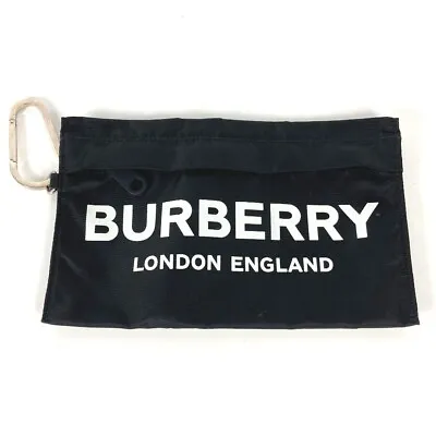 BURBERRY Clutch Bag Bag Logo With Carabiner Pouch Nylon Black/White • $236.50