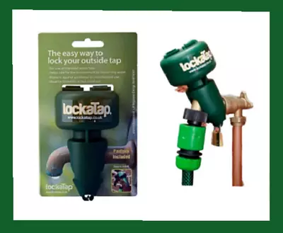 LockaTap Garden Tap Lock Plastic PVC Outdoor Protective Cover With Padlock Green • £11.47