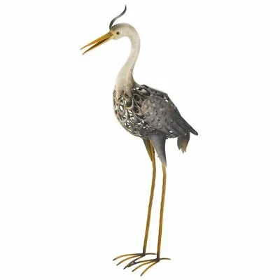 Solar Power Heron Garden Ornament LED Exotic Bird Statue Copper Effect Light • £32.99