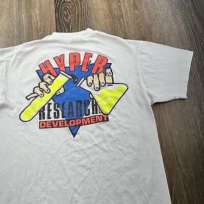 Vintage Hyper Research Shirt Mens L White And Development Mad Scientist 90s USA • $19.95