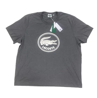 NEW Lacoste Big & Tall Graphic Croc Crew Short Sleeve Logo Mens T Shirt Gray • $39.99