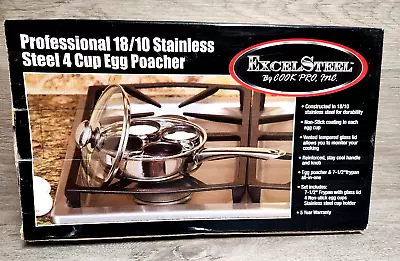 Professional Stainless 4 Cup Non Stick  Egg Poacher ExcellSteel 18/10 Stainless • $24.95