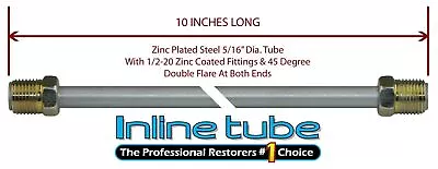 5/16 Fuel Line 10 Inch Oe Zinc Steel 1/2-20 Tube Nuts 45 Degree Double Flare • $9.25
