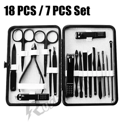 18 /7PCS Manicure / Pedicure Set Nail Clippers Cleaner Cuticle Grooming Kit Case • $7.18