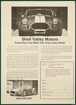 Shell Valley Motors Shelby Cobra Kit Car Vintage Pictorial Article 1985 • $9.95