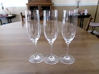 3 Mikasa Stephanie Crystal 8 1/2  Ribbed Optic Champagne Flutes • $29.99