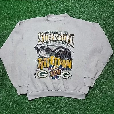 Superbowl 31 Crewneck Sweatshirt Mens Size  L 90s Green Bay Packers NFL  • $14.95