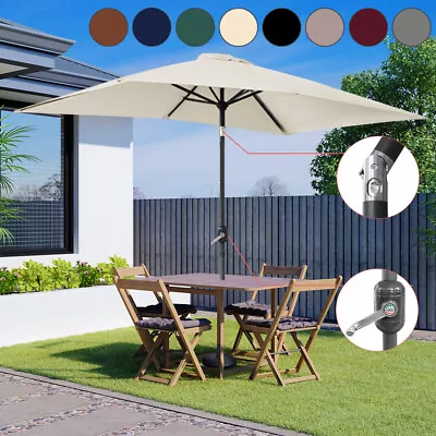 2x3m Garden Parasol Sun Shade UV Protection Umbrella Rectangular Tilt Crank • £49.99