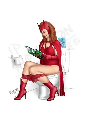 SCARLET WITCH * Superhero Bathroom Print JP Huddleston Poster Art Toilet  WANDA • $24.99