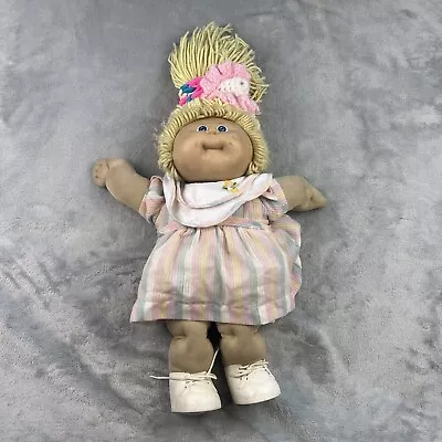 Cabbage Patch Kids Girl Doll Vintage Blue Eyes Yellow Hair Original Clothes 1983 • $39