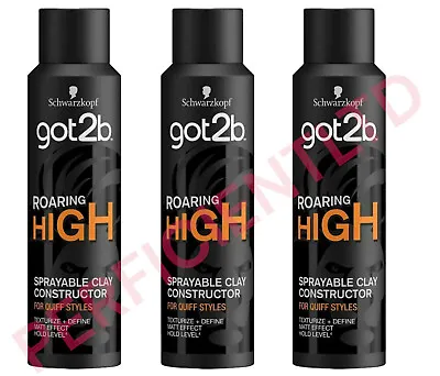 Schwarzkopf Got2b Sprayable Clay Roaring High Hold Level 4 Matt Finish 150ml X • £14.80