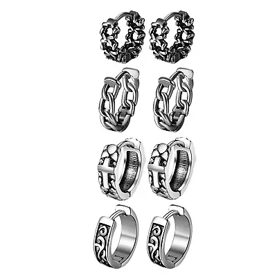 2pcs Punk Stainless Steel Hoop Huggie Ear Stud Earrings Gothic For Mens Women • $9.99