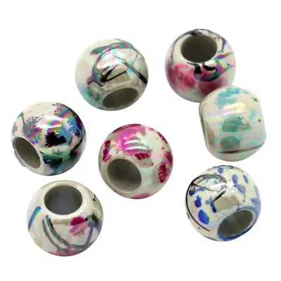 ❤ 100 X Drawbench 4mm HOLE LARGE PONY Acrylic Spacer Beads 8mm AB Colour UK ❤ • £1.35