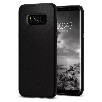 For Galaxy S8 Plus Case Spigen Liquid Air Slim TPU Shockproof Cover - Black • £10.99