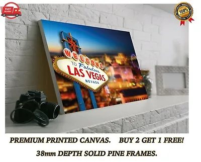 Welcome To Las Vegas Sign Large CANVAS Art Print Gift A0 A1 A2 A3 A4 • £63