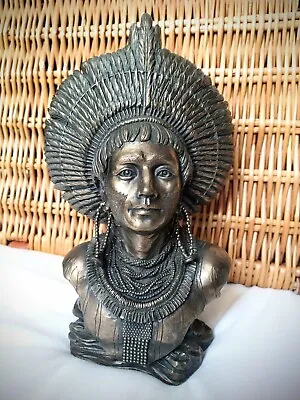 Verenne 2001 Native American Indian Heavy Statue Bust Beautifully Detailed  • £29.99