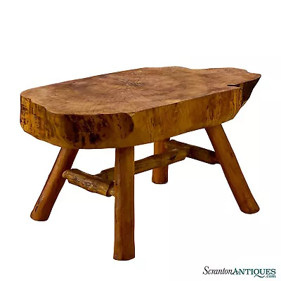 Vintage Rustic Lodge Maple Live Edge Occasional Table Bench • $1200