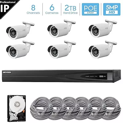 Hikvision 6MP PoE NVR 5MP PoE IP Security CCTV Video Surveillance Camera System • $874.95